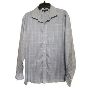 Tommy Hilfiger Men’s 17 34/35 Blue Plaid Long Sleeve Button Down Shirt